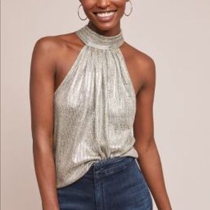 Maeve by Anthropologie tie neck shimmer halter xs